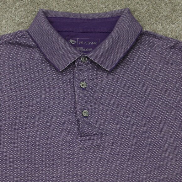 Jos A Bank Leadbetter Golf Polo Shirt Mens Large Purple 100% Cotton S/S Pullover - Picture 6 of 10